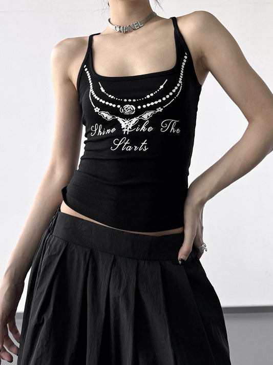 Y2K Graphic Slim Fit Camisole – Sexy Streetwear Tank Top for Women (S–XL)