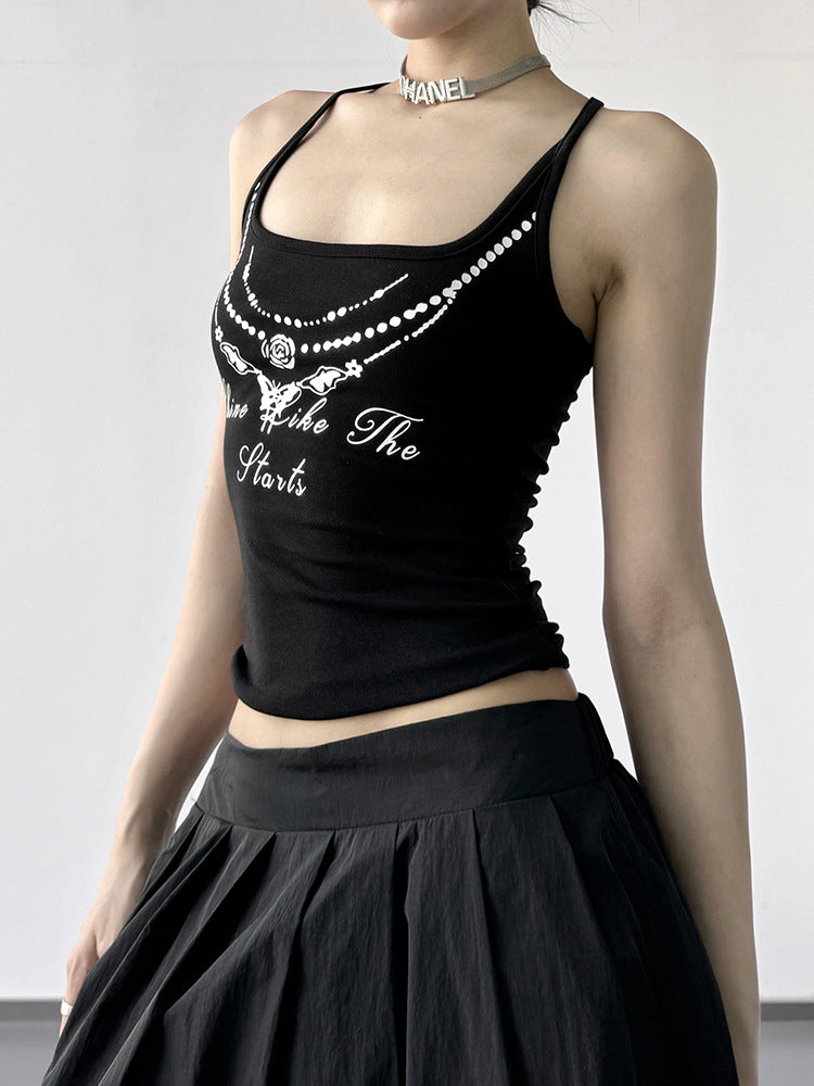 Y2K Graphic Slim Fit Camisole – Sexy Streetwear Tank Top for Women (S–XL)