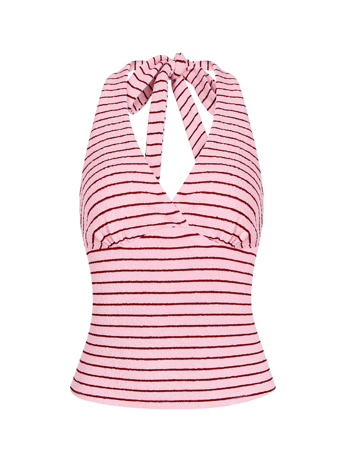 Pink & Red Striped Halter Neck Crop Top – Sexy Y2K Retro Slim Fit Camisole (Sizes S–XL)