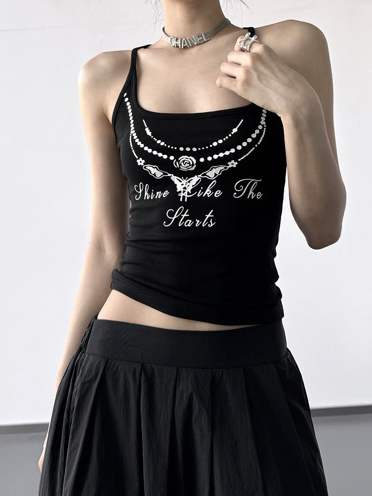 Y2K Graphic Slim Fit Camisole – Sexy Streetwear Tank Top for Women (S–XL)