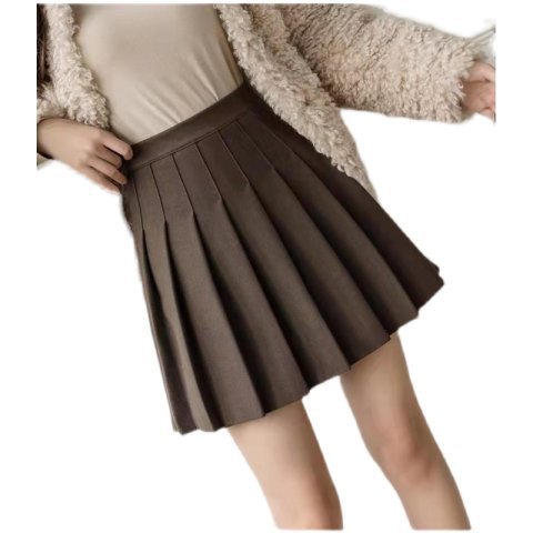 Vintage Solid Color High - Waisted Pleated Mini Skirt, Preppy Style Slimming A - Line Skirt (Sizes S - XL)