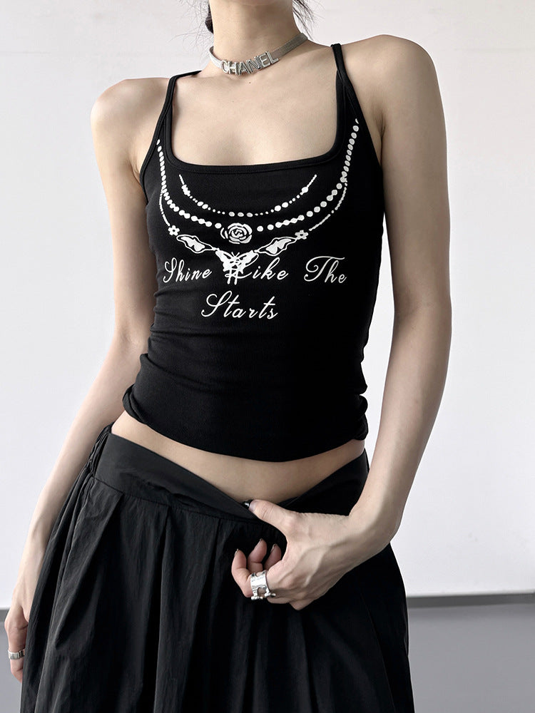 Y2K Graphic Slim Fit Camisole – Sexy Streetwear Tank Top for Women (S–XL)